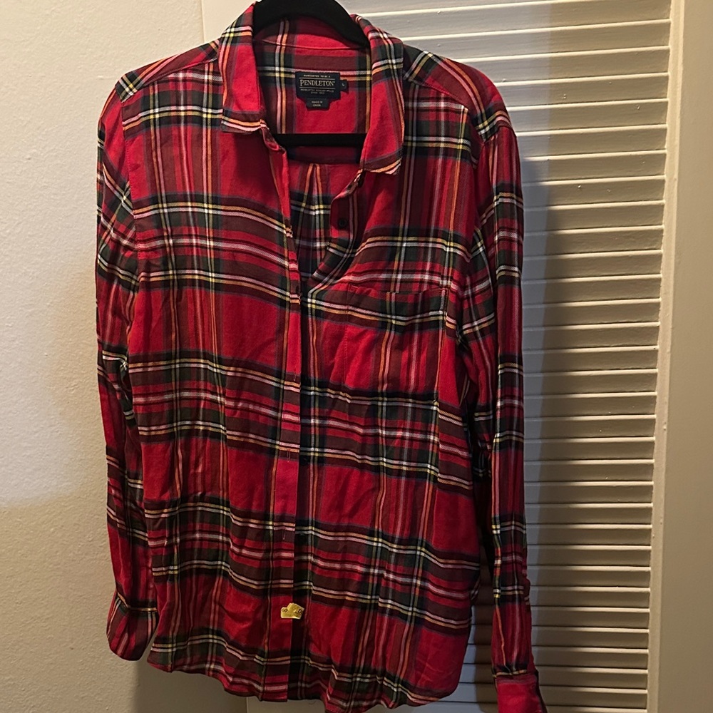 Pendleton Red and Black Plaid Wool Shirt